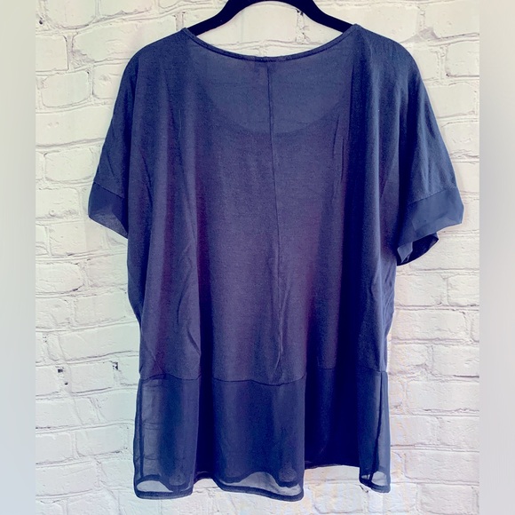 Juicy Couture Blue Chiffon Sparkle Sleeve Blouse Size XL - Picture 4 of 9